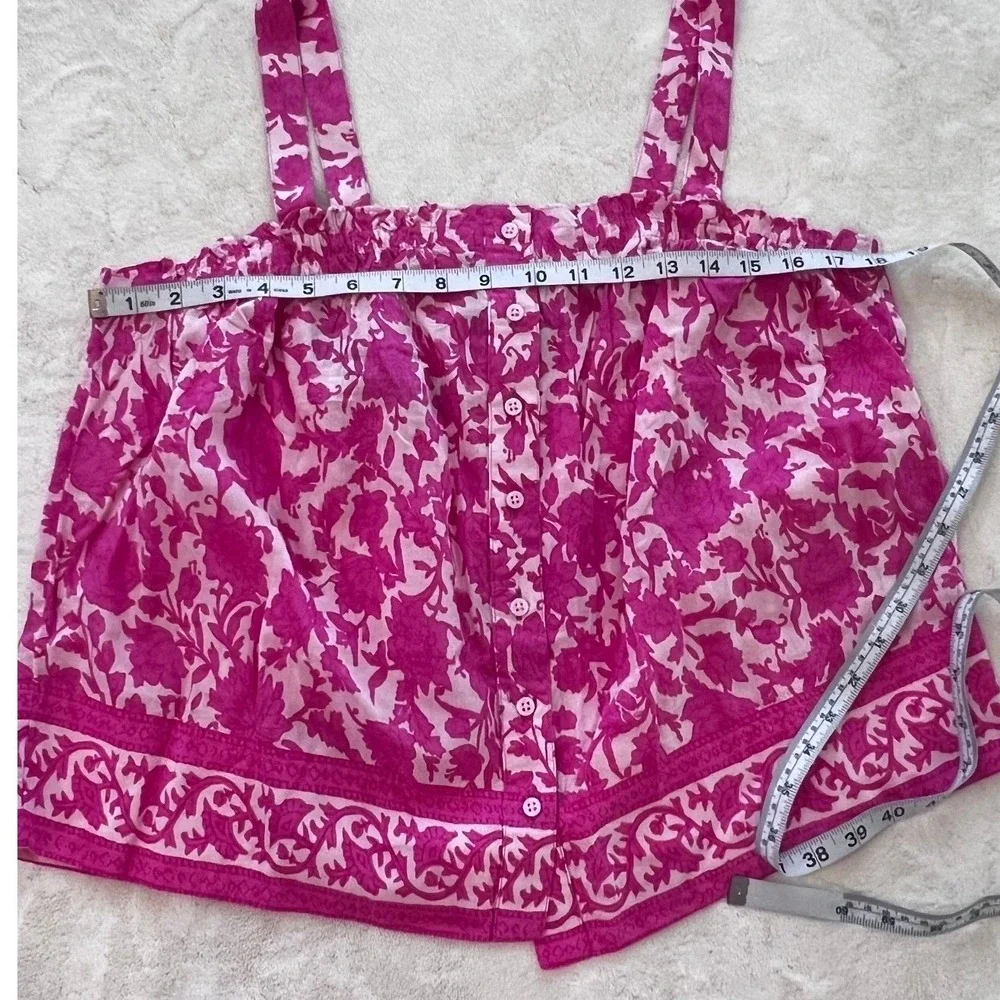 J.Crew Pink Floral Button Front Camisole Tank Top Medium‎